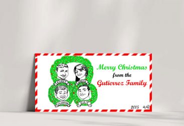 Family Wreaths caricature christmas cards