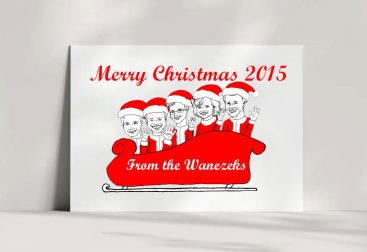 Caricature Christmas Card - Family in Santa Sleigh