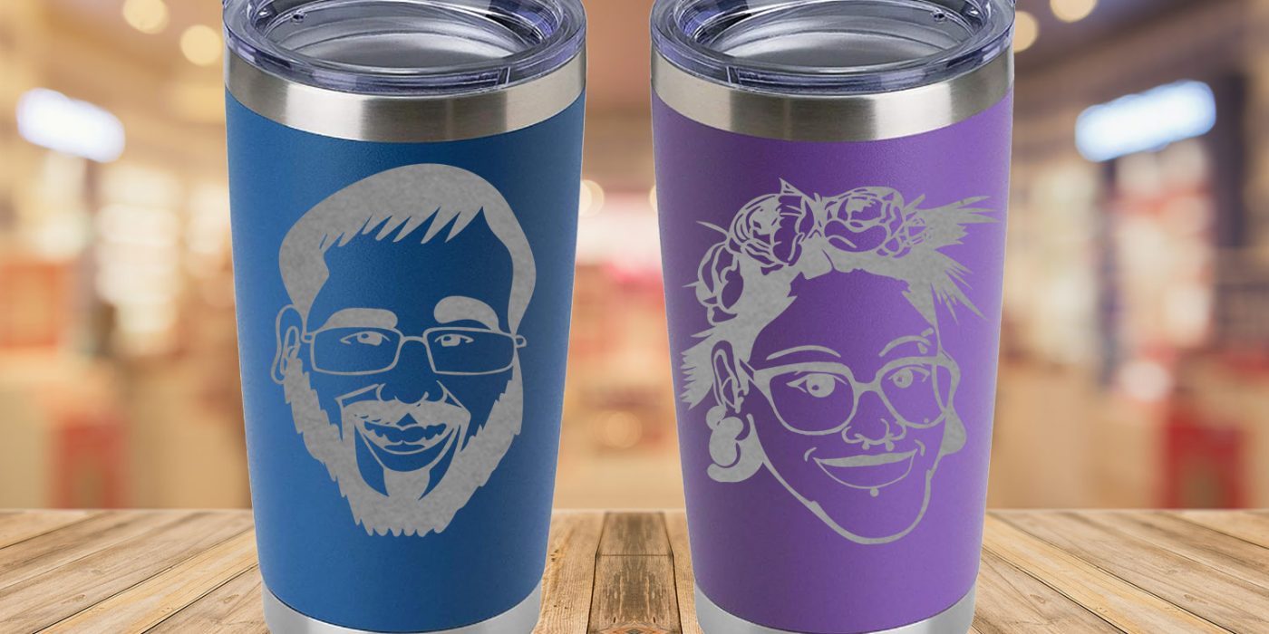 Wedding party caricature tumblers