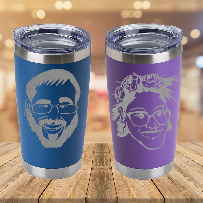 Wedding party caricature tumblers